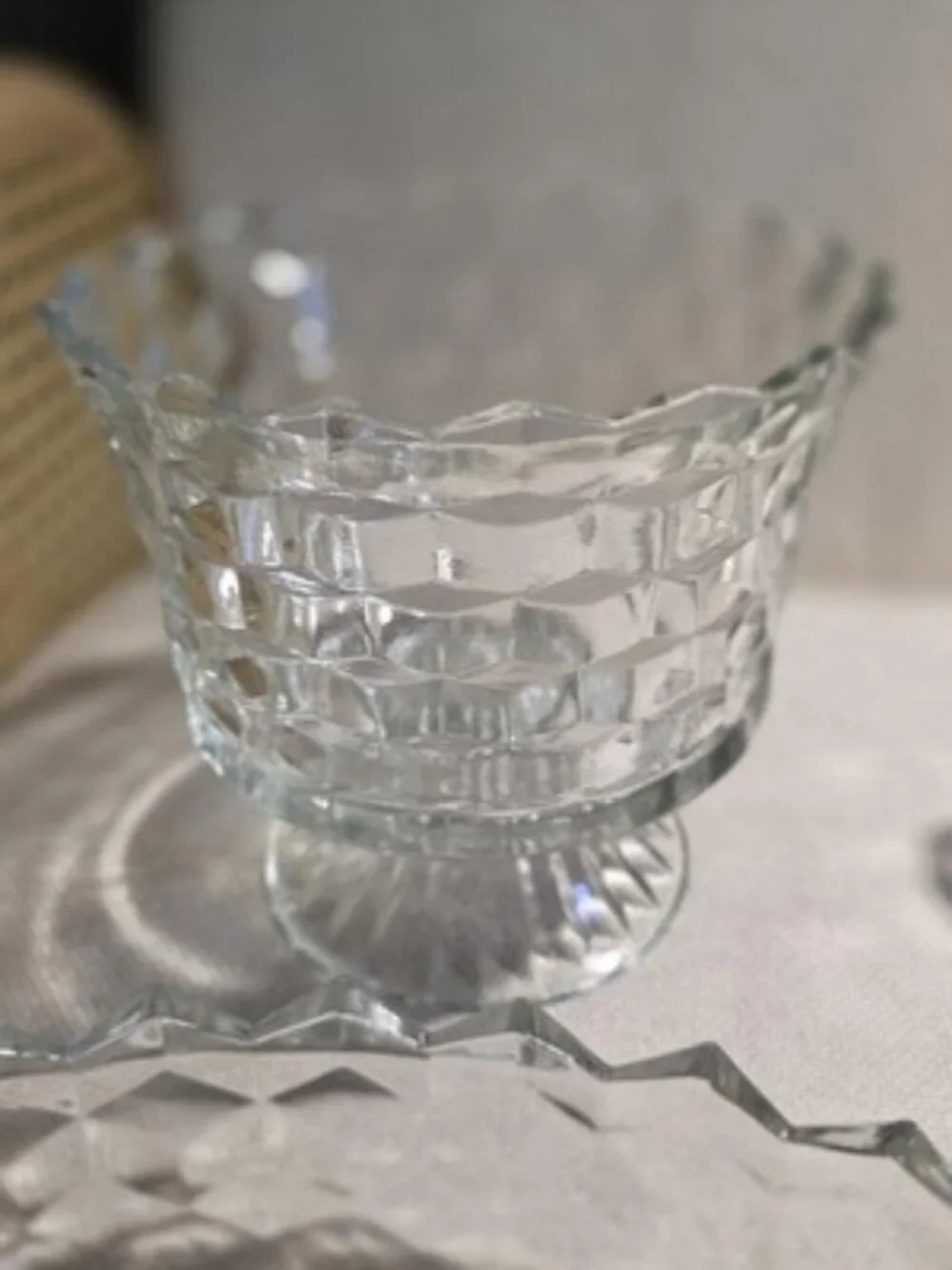 Vintage Fostoria American Clear Glass 4 Pc Lot Compote Bowl Cup 3 Toe Dish